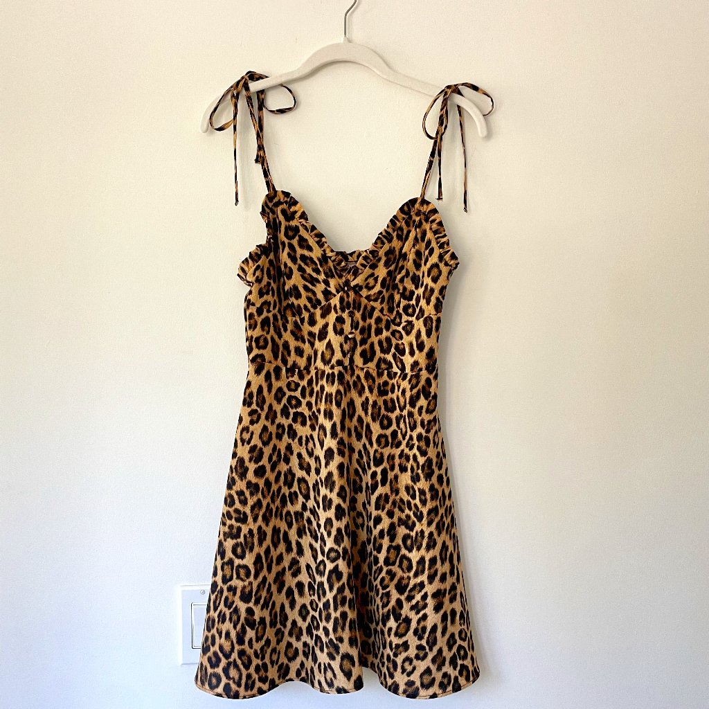 knee length dresses for ladies Zara Leopard Print Mock Neck Mini Dress (Curvy)